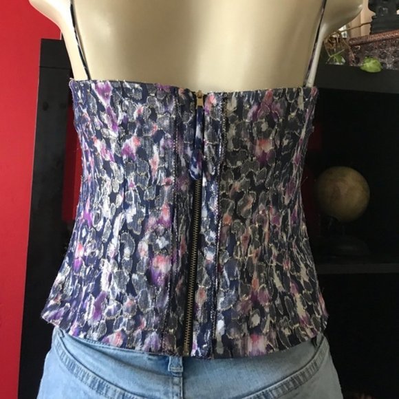 Elie Tahari Nia Metallic Jacquard Ruffle Bustier - Picture 3 of 13